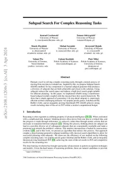Subgoal Search For Complex Reasoning Tasks
