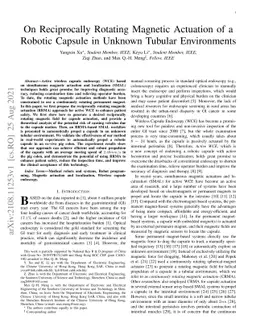 On Reciprocally Rotating Magnetic Actuation of a Robotic Capsule in
  Unknown Tubular Environments