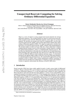 Unsupervised Reservoir Computing for Solving Ordinary Differential
  Equations