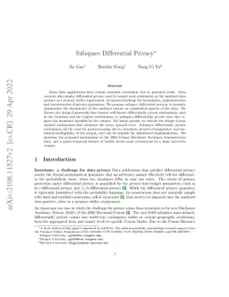 Subspace Differential Privacy