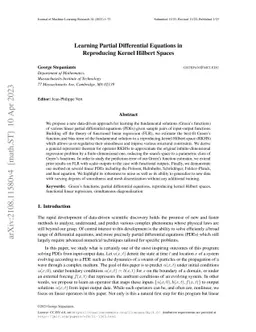 Learning Partial Differential Equations in Reproducing Kernel Hilbert
  Spaces