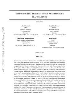 Improving HRI through robot architecture transparency