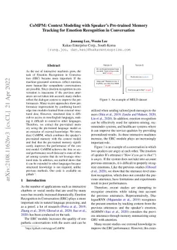 CoMPM: Context Modeling with Speaker's Pre-trained Memory Tracking for
  Emotion Recognition in Conversation