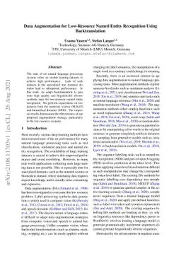 Data Augmentation for Low-Resource Named Entity Recognition Using
  Backtranslation