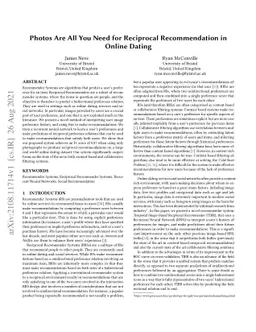 Photos Are All You Need for Reciprocal Recommendation in Online Dating