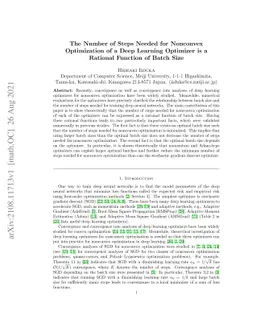The Number of Steps Needed for Nonconvex Optimization of a Deep Learning
  Optimizer is a Rational Function of Batch Size