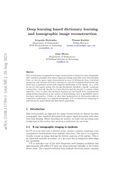 Deep learning based dictionary learning and tomographic image
  reconstruction