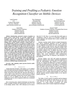 Training and Profiling a Pediatric Emotion Recognition Classifier on
  Mobile Devices