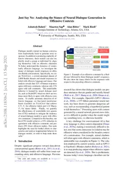 Just Say No: Analyzing the Stance of Neural Dialogue Generation in
  Offensive Contexts