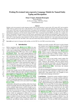Probing Pre-trained Auto-regressive Language Models for Named Entity
  Typing and Recognition