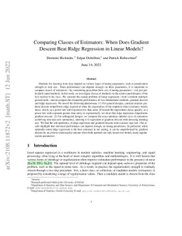 Comparing Classes of Estimators: When does Gradient Descent Beat Ridge
  Regression in Linear Models?