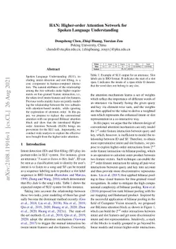 HAN: Higher-order Attention Network for Spoken Language Understanding