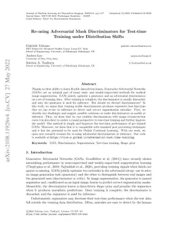 Re-using Adversarial Mask Discriminators for Test-time Training under
  Distribution Shifts