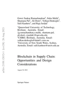 Blockchain in Supply Chain: Opportunities and Design Considerations