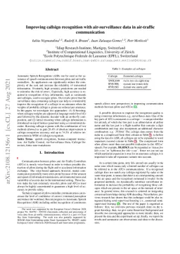 Improving callsign recognition with air-surveillance data in air-traffic
  communication