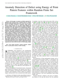 Anomaly Detection of Defect using Energy of Point Pattern Features
  within Random Finite Set Framework