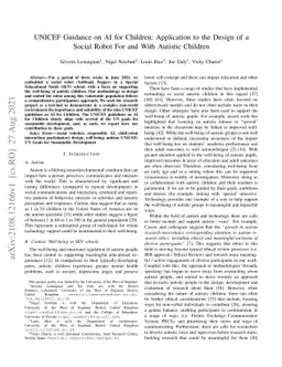 UNICEF Guidance on AI for Children: Application to the Design of a
  Social Robot For and With Autistic Children