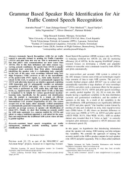 Grammar Based Speaker Role Identification for Air Traffic Control Speech
  Recognition