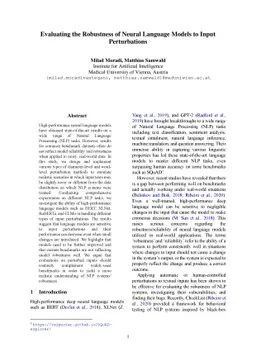 Evaluating the Robustness of Neural Language Models to Input
  Perturbations