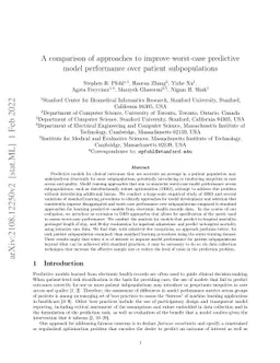 A comparison of approaches to improve worst-case predictive model
  performance over patient subpopulations