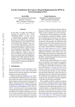 Can the Transformer Be Used as a Drop-in Replacement for RNNs in
  Text-Generating GANs?