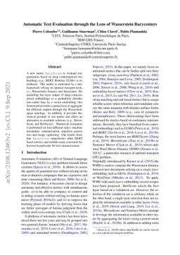 Automatic Text Evaluation through the Lens of Wasserstein Barycenters