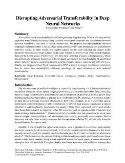 Disrupting Adversarial Transferability in Deep Neural Networks