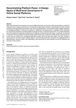 Decentralizing Platform Power: A Design Space of Multi-level Governance
  in Online Social Platforms