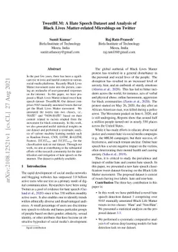 TweetBLM: A Hate Speech Dataset and Analysis of Black Lives
  Matter-related Microblogs on Twitter