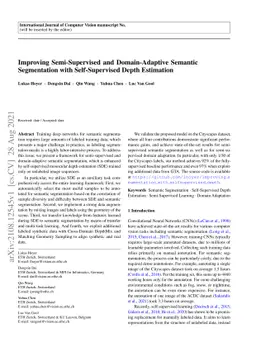 Improving Semi-Supervised and Domain-Adaptive Semantic Segmentation with
  Self-Supervised Depth Estimation