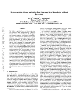 Representation Memorization for Fast Learning New Knowledge without
  Forgetting