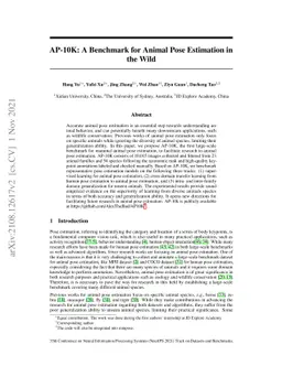 AP-10K: A Benchmark for Animal Pose Estimation in the Wild