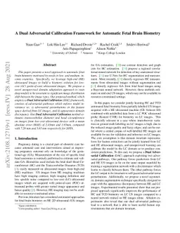 A Dual Adversarial Calibration Framework for Automatic Fetal Brain
  Biometry