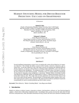 Markov Switching Model for Driver Behavior Prediction: Use cases on
  Smartphones