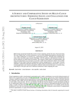 A Survey and Comparative Study on Multi-Cloud Architectures: Emerging
  Issues And Challenges For Cloud Federation