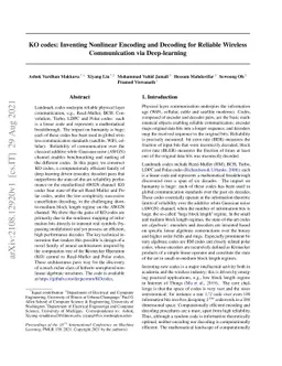 KO codes: Inventing Nonlinear Encoding and Decoding for Reliable
  Wireless Communication via Deep-learning