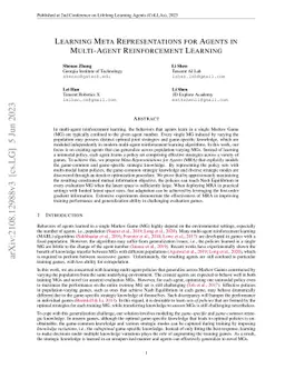 Learning Meta Representations for Agents in Multi-Agent Reinforcement
  Learning