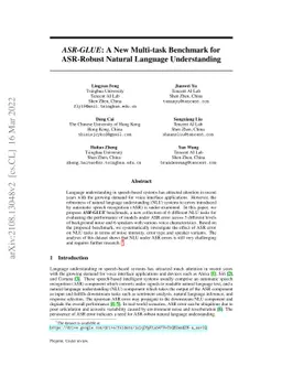 ASR-GLUE: A New Multi-task Benchmark for ASR-Robust Natural Language
  Understanding