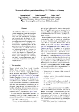 Neuron-level Interpretation of Deep NLP Models: A Survey