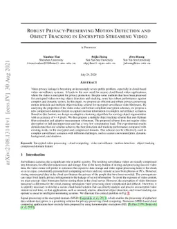 Robust Privacy-Preserving Motion Detection and Object Tracking in
  Encrypted Streaming Video
