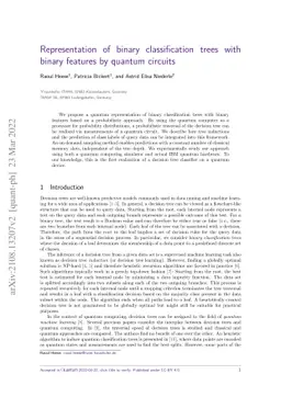 Representation of binary classification trees with binary features by
  quantum circuits