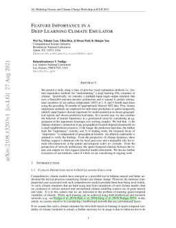 Feature Importance in a Deep Learning Climate Emulator