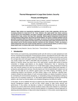 Thermal Management in Large Data Centers: Security Threats and
  Mitigation