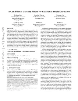 A Conditional Cascade Model for Relational Triple Extraction