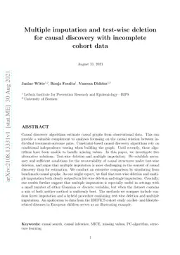 Multiple imputation and test-wise deletion for causal discovery with
  incomplete cohort data