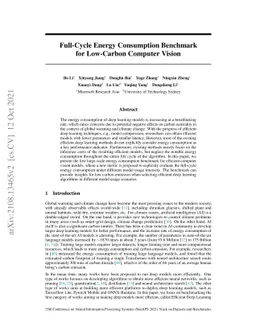 Full-Cycle Energy Consumption Benchmark for Low-Carbon Computer Vision
