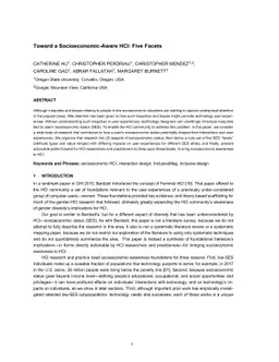 Toward a Socioeconomic-Aware HCI: Five Facets