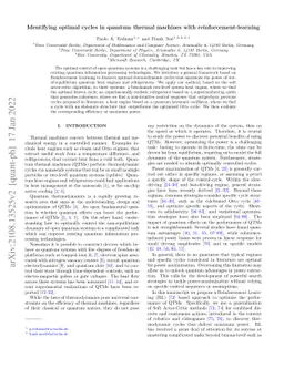 Identifying optimal cycles in quantum thermal machines with
  reinforcement-learning