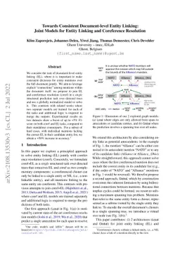 Towards Consistent Document-level Entity Linking: Joint Models for
  Entity Linking and Coreference Resolution