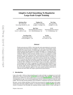 Adaptive Label Smoothing To Regularize Large-Scale Graph Training